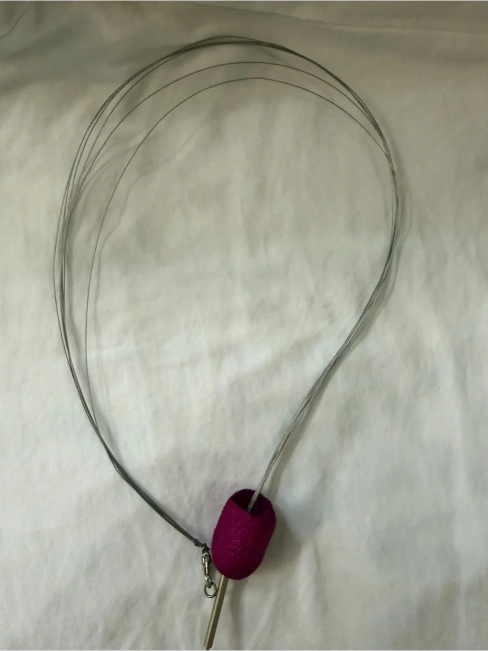 Women’s Multi-Bead Fuchsia and Tan Lariat Necklace